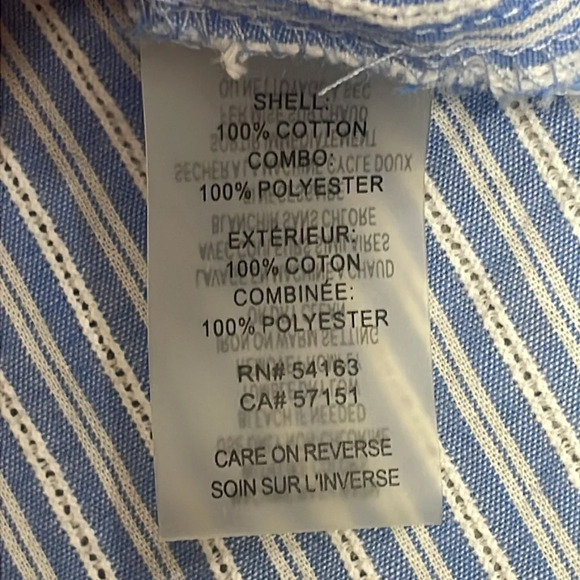 Ivanka Trump Blue and White Striped Short Flutter Sleeve Blouse Lace S - Picture 11 of 15